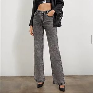 NY&C Wide Leg Acid Wash High Waisted Denim Jeans
